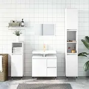 Bathroom Vanity Unit, White Cabinet with Storage Shelf, Wall Mounted Organizer, Mirrored Cabinet, Bathroom Cabinets 65x33x60 cm