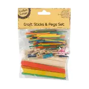 Krafters Korner Mix Craft Sticks & Peg Set 140 Pack