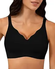 [Falorda] Womens Bras Seamless Wireless Bra Push Up Support Bralettes Comfort V Neck Full Coverage Sleep T-Shirt Everyday Bra