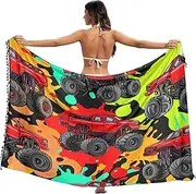 [RPLIFE] Cool Monster Trucks Bathing Suit Wraps Sarongs, Sarong Wraps Women Long, Fringe Sarong Wrap, Sarong Beach Cover Up, Cool Monster Trucks, Large