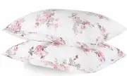 New Rachel Ashwell Couture 100% Linen Rose Floral King Pillowcases Pair