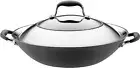 Anolon Advanced Hard Anodized Nonstick Stir Fry Wok Pan with Lid 14 Inch Gray