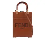 【FENDI 芬迪】SUNSHINE LOGO 壓印小牛皮迷你二用購物包(焦糖色)