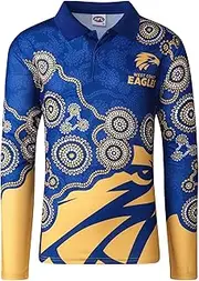 West Coast Eagles AFL Footy Mens Adults Indigenous Long Sleeve Polo T-Shirt Size 3XL