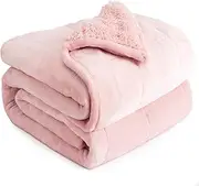 Weighted Blanket 9kg, Weighted Blankets for Adults, Fuzzy Soft Sherpa Flannel Throw, Cozy Plush Blanket for Sofa Bed,150cm x 200cm, Pink