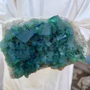 7.1lb NATURAL Green Cube FLUORITE Quartz Crystal Cluster Mineral Specimen