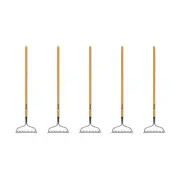 Anvil Landscaping Rake Bow Garden Tool Set 14Tine Coated Blade+Wood Handle (5Pc)