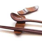 6 Pcs Chopsticks Holders Rustic Spoon Rest Solid Wood Japanese Style