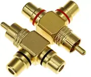 PRO 2 X RCA Y Shape Splitter 1 Male Plug to 2 Female SOCKETS AV Adapter Gold