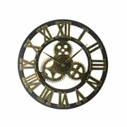 58cm Large Round Wall Clock Vintage Wooden luxury Art Design Vintage- Gold