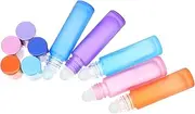 BIUDECO 10Pcs Glass Roller Bottles Refillable Essential Oil Containers Frosted Color Design with Tight Seal for Perfume and Oil Application for Travel and Daily Use