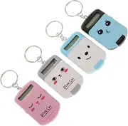 DOITOOL 4pcs Mini Calculator Keychain Portable Electronic Calculator Cute Design for Students Pocket for Easy Carrying Backpack Keyring