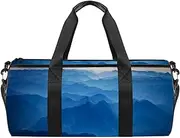 EGGDIOQ Shades of Blue Designed Travel Duffel Bag Luggage Tote Bag Gym Sports Bag for Man Women
