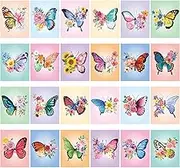Sherr 24 Pcs Pre Printed Canvas Bulk Pre Drawn Canvas Sip and Paint Kit Stretched Canvas Panels Paint Set Theme Canvas Painting for Date Night Paint Party Favor (Butterfly,8 x 8 Inch)