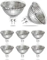 Bonlux 50 W GU5.3 MR16 Halogen Light Bulbs Dimmable DC12 V Low Voltage 2 Pin Socket Spotlight Reflector Bulbs, 800 Lumens, Warm White 2800 K (Pack of 8)