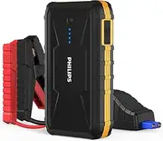 PHILIPS 2 in 1 | 500A 12V |Safety | Easy to Operate |Lithium Jump Starter| 10000mAh PowerBanks| Car Battery Booster, Jump Start Pack/Box | Portable Jumper Cable Leads for up to 4-Liter Petrol Engines.