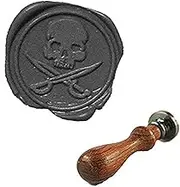 MDLG Vintage Skull Cross Sword Caribbean Pirate Custom Picture Letter Logo Wedding Invitation Caribbean Pirate Wax Seal Stamp Rosewood Handle Set