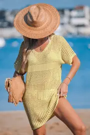Cupshe Sunlit Dune Beige Cover-Up Mini Dress - Tan,S