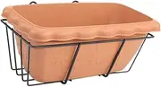 Generic Balcony Railing Planter Deck Window Box Fence Potted Rail Planter Resin Plant Basket for Indoor Outdoor Yard Garden Railing, Brown and Black