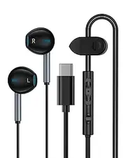 USB C Wired Headphones, Apple Type C Earbuds Wired for iPhone 16e 16 15 Pro Max, USBC Corded Earphones for Galaxy S25 S24 S23 S22 S21 S20 Ultra, Type C Headphones with Mic for Google, Android Phone
