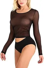 Women's Fishnet Top, Sexy 80s Sheer Fishnet See Through Casual Shirts, Long Sleeve Hollow Out Fishnet Tank Tops Mesh Tight Shirt for Streetwear Disco Retro Halloween Funky Festival Fancy Costumes