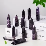 Natural Dream Amethyst Quartz Gem Obelisk Crystal Point Wand Healing Stone Tower