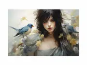 Two Hat And Girls Modern Art Canvas Print