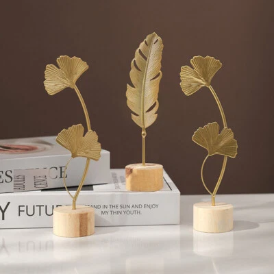 Wooden Ornaments Miniature Figurines Home Decoration Ginkgo Leaf Decoration