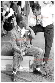 VERY RARE! Louis Armstrong and Leonard Bernstein Candid Photo, circa July 1956