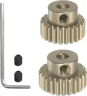 HARFINGTON 48P Hardened Pinion Motor Gear Set 2pcs 22T 23T Fit 1/8 inch RC Motor Shaft 48 Pitch 7075 Aluminum Gears for RC Car, with Hex Key
