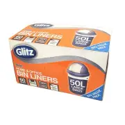 Glitz BIN LINERS 50L 60Pcs Handy Tie Tops,High Quality,Suits Large Bin*AUS Brand