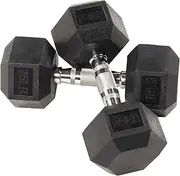 BalanceFrom Rubber Encased Hex Dumbbell in Pairs, Singles or Set