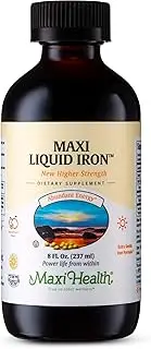 Maxi Health Liquid Iron - Concentrate - Fruit Punch Flavor - Sugar Free - 8 Ounce Bottle - Kosher