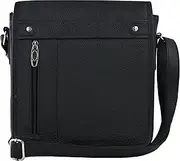 [Gentry Choice] Leather Shoulder Bag Black Metro Messenger Bag Crossbody Bag Shoulder Bag Satchel Bag for Casual Travel Business School