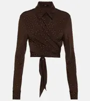 [Alex Perry] Alex Perry Bligh crystal-embellished jersey top AU 14 brown