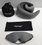 New, Gray FLYHUGZ Flight Neck Pillow & Sleep Mask Set