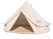 SOLSTUKU Canvas Bell Tent with Stove Jack - 4 Seasons Waterproof Yurt Tent for Luxury Camping, Glamping & Outdoor Adventures