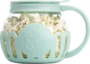 Popcorn Microwave Popper, Safe Glass 3 in 1 Lid Measures Kernels 1.5 Quart, BPA.
