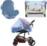 Mosquito Net Pram, Universal Mosquito Net for Pushchair, Mosquito Net, Outdoor, Buggy Pram, Fly Net for Pram Accessories, Travel Cot, Washable Mosquito Net (Blue)