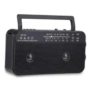 Portable AM FM Shortwave Radio with Bluetooth Speaker Plug in Wall, 3X D Black