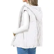 Women's Puffer Vest Quilted Vest Windproof Warm Patchwork Simple Solid Color Daily Regular Hooded Regular Fit Sleeveless Outerwear Black White Camel Fall Winte