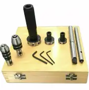 Lathe Tailstock Tap & Die Holder Kit MT2 Shank Threading Tapping Set Wooden Box