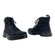 DR MARTENS Womens 10 Leather Combat Boots Utility Casual COMBS HI SUEDE BLACK
