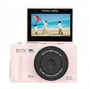 5K Digital Camera, WiFi 75MP 18X Zoom Vlogging Camera for YouTube, 3 180° Flip Screen, AF Auto Focus Beauty Filter, Macro Photography, HD Webcam Live Streaming