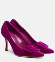 [Manolo Blahnik] Manolo Blahnik Maysale 90 velvet pumps AU 11 purple