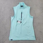 Turtleson Zip Tank Sleeveless Shirt Womens Small Sky Blue Performance w/Tag