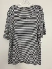 Chico's Touch of Cool Tee Top Women 4 US XXL MICROSTRIPE BALLET TEE BLACK