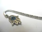 A TIBETAN SILVER HAMSA HAND CHARM BOOKMARK. NEW.