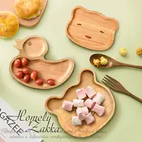 在飛比找PChome24h購物優惠-【Homely Zakka】木趣食光櫸木創意卡通托盤/兒童餐