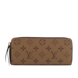 LV Monogram CLEMENCE雙色ㄇ型拉鍊長夾(棕色)